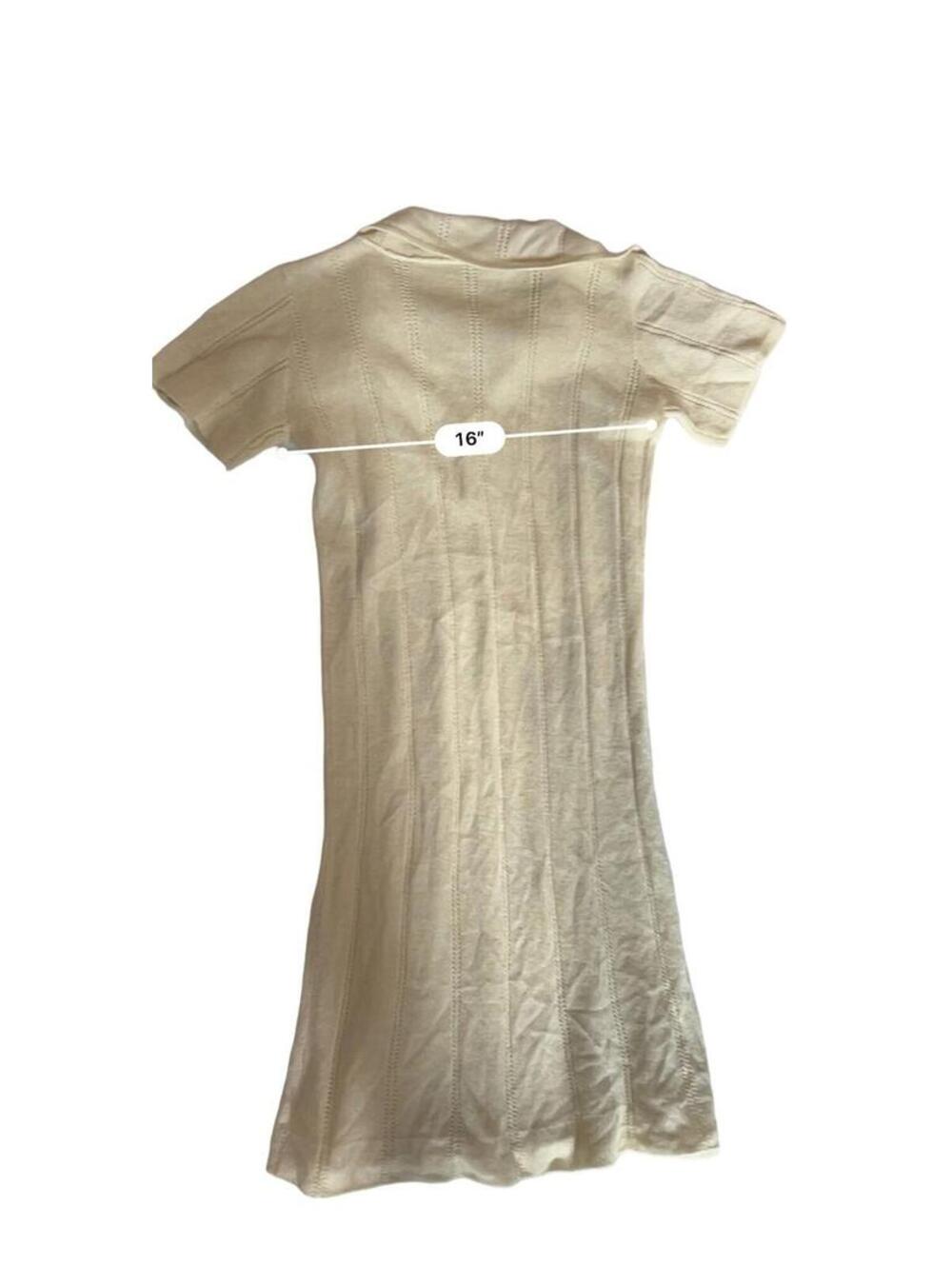 Vintage Cream Short-Sleeve Knit Dress Collar & Button Front - Picture 7 of 9